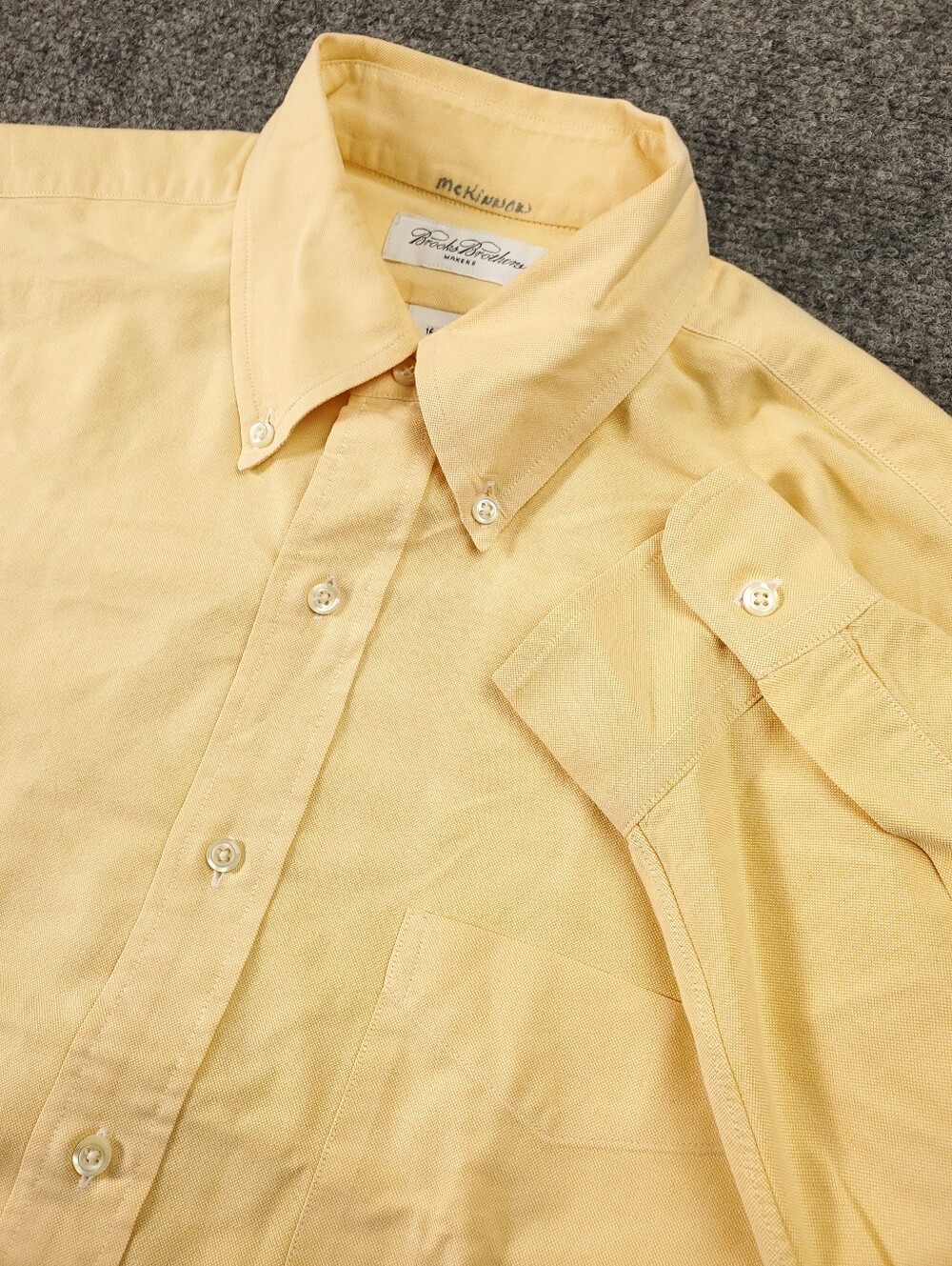Vintage Brooks Brothers Makers Oxford Button Down Shirt 16 33 Yellow OCBD USA